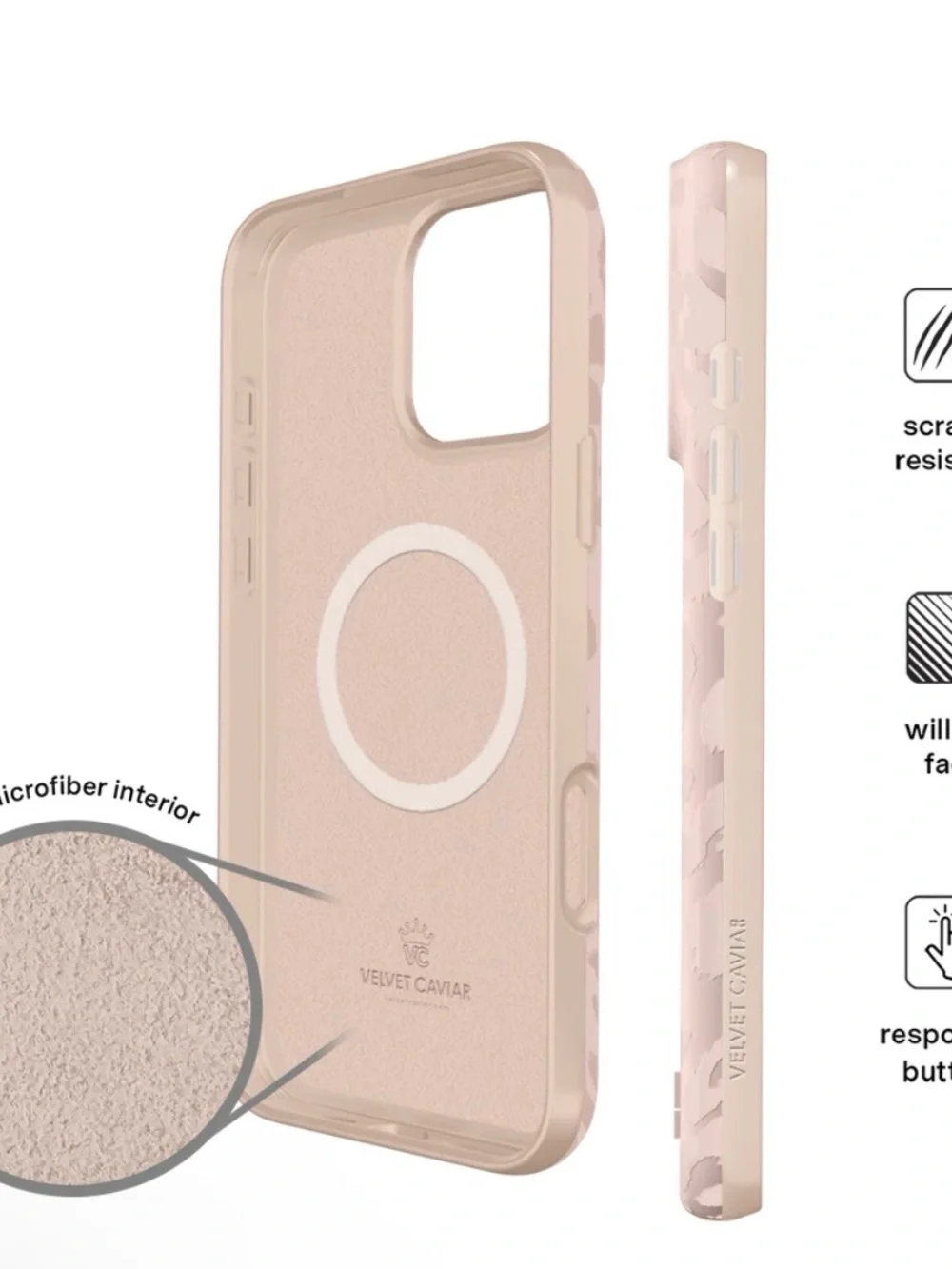 Velvet Caviar Nude Leopard Glossy Phone Case for iPhone 16 Pro